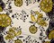 Black-Dijon-White Floral Border Printed Stretch Silk Jersey Knit Fabric By the Yard